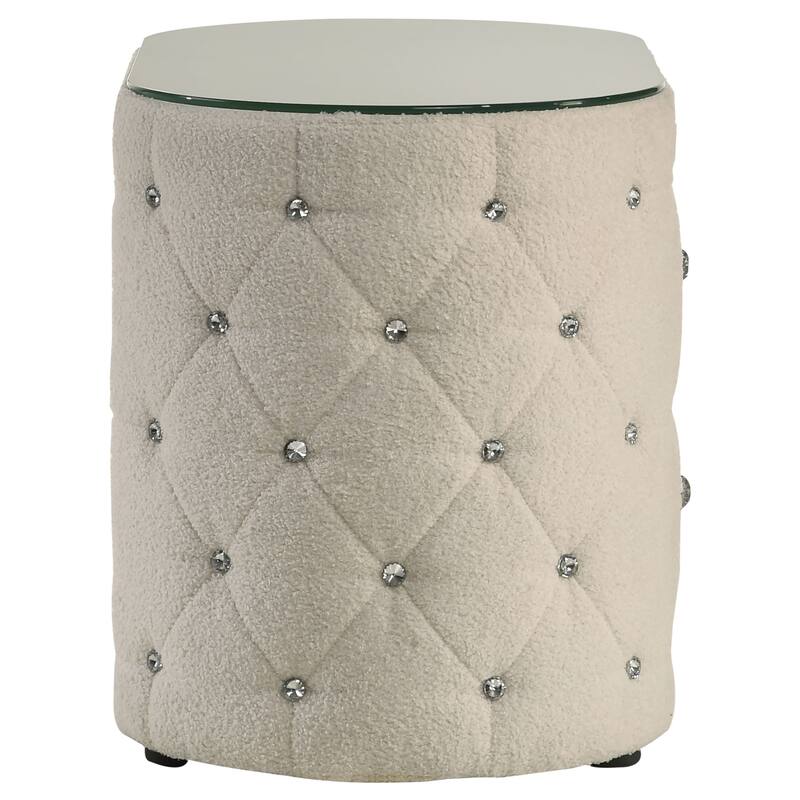Santiago Ivory 2-drawer Upholstered Nightstand Bedside Table