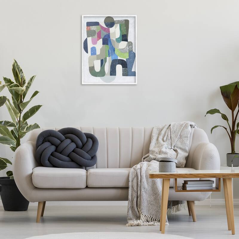 Stupell Retro Geometrics on Grey Framed Giclee Art Design By Coco Good