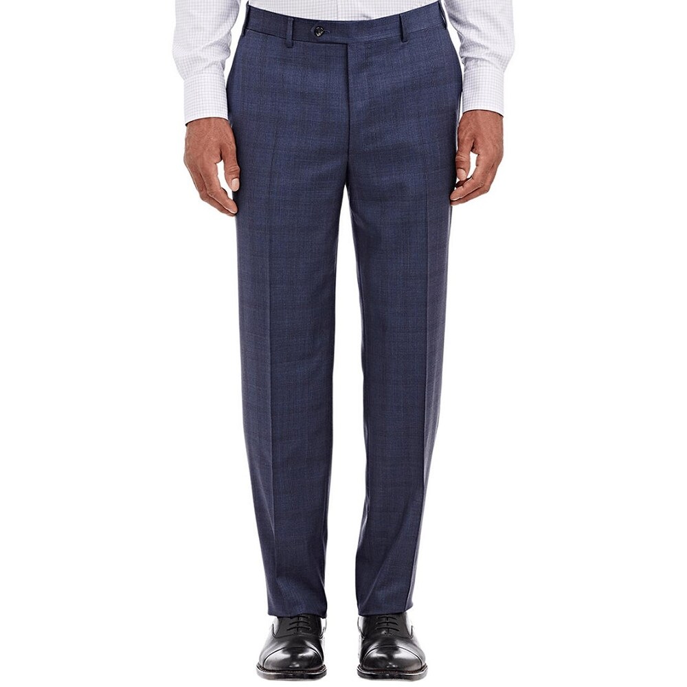 navy plaid dress pants
