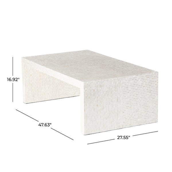 Cream Capiz Shell Mosaic Inlay Living Room Coffee Table