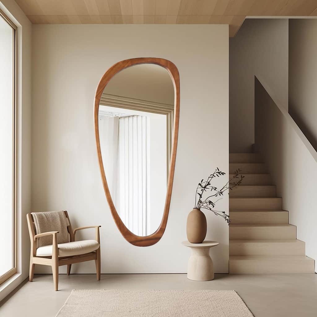 Irregular Mirror Asymmetrical Wood Wall Mirror