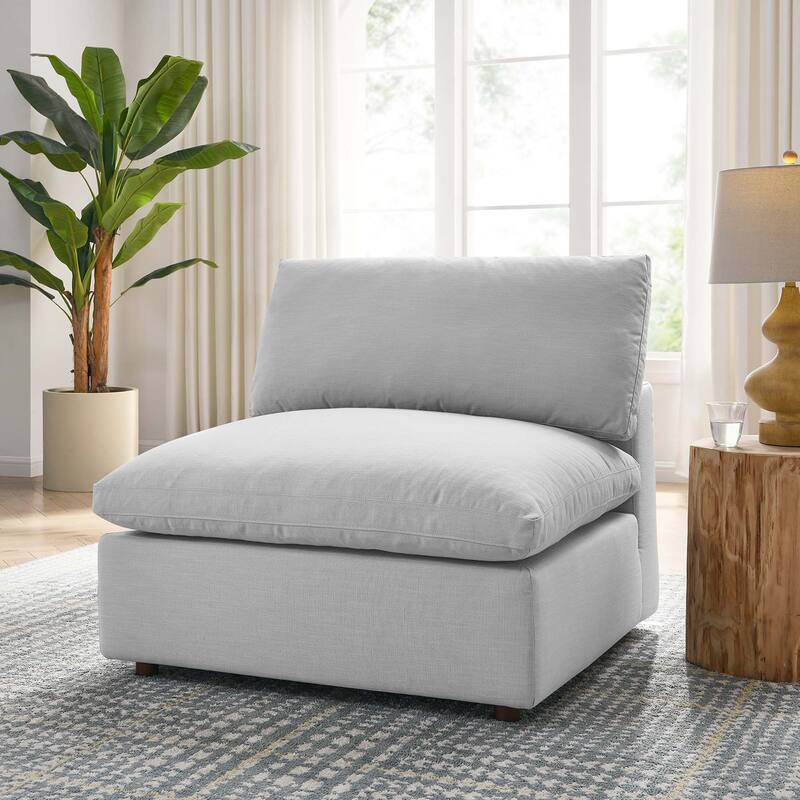 Commix Down Filled Overstuffed Armless Chair - Light Gray