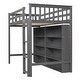 preview thumbnail 12 of 10, Space Saving Loft Gray Twin Bed Multi-functional Storage Loft Bed with Ladder, Large Wall Storage Shelves Frame Underneath