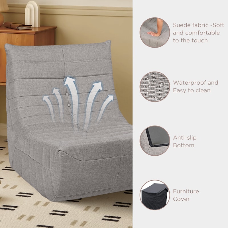 Bean Bag Chair, Big Beanbag Chair Floor Couch, Fireside Chair Memory Foam Lounge Chair for Living Room Bedroom, Office