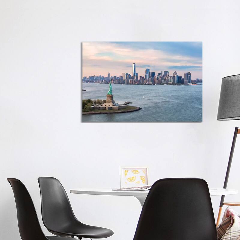 iCanvas "Statue Of Liberty, New York Harbor, Manhattan Skyline, New York City, New York, USA" by Matteo Colombo Canvas Print - 26x40x1.5
