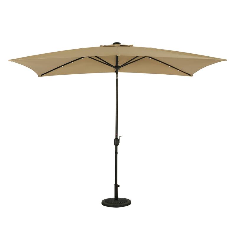 Island Umbrella Nassau 6.5-ft x 10-ft Rectangular Market Umbrella with LED Bulb Lights - Breez-Tex Canopy