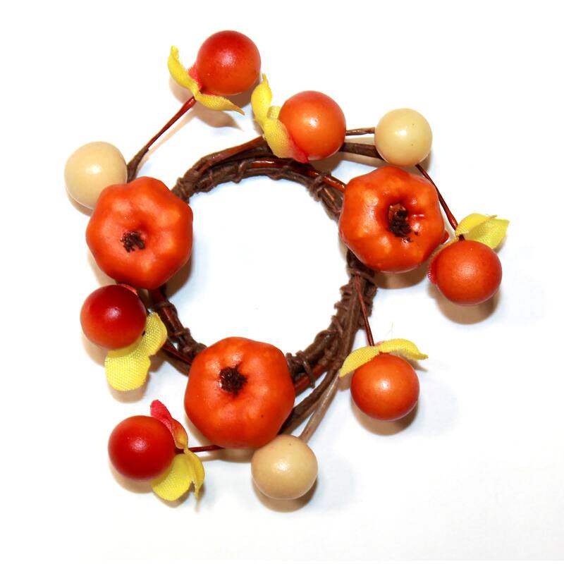 1.25" Inner Diameter Mini Pumpkin Taper Candle Ring, Set of 6 - 1.25