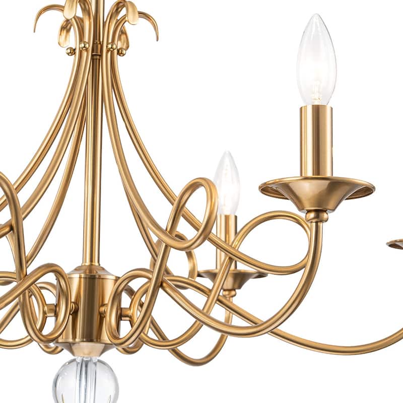 French Country Style 6-Light Candlestick Metal Chandelier - 28.7 in