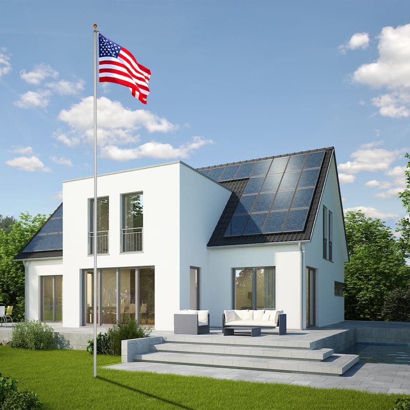 30 Feet Sectional Aluminum Extra Thick Flagpole Kit for Ideal for Outside House - N/A
