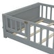 preview thumbnail 6 of 19, Twin Size Floor Platform Bed with Built-in Book Storage Rack, Door
