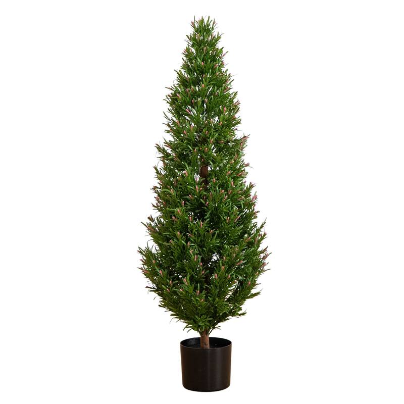 Rosemary Cone Topiary Artificial Potted Tree - 4'