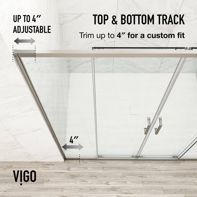 VIGO Paloma 56 to 60 in. W x 74 in. H Semi-Frameless Double-Sliding Shower Door with Clear Tempered Glass
