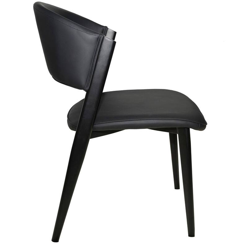 Set of 4 Leather Dining Chairs - Accent Chairs with Sturdy Metal Legs & Cushioned Seats - Ideal for Dining Room or Living Space