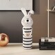 preview thumbnail 25 of 32, Ceramic Lines Bunny with Heart Figurine - White 2" x 2" x 7" - Black/white