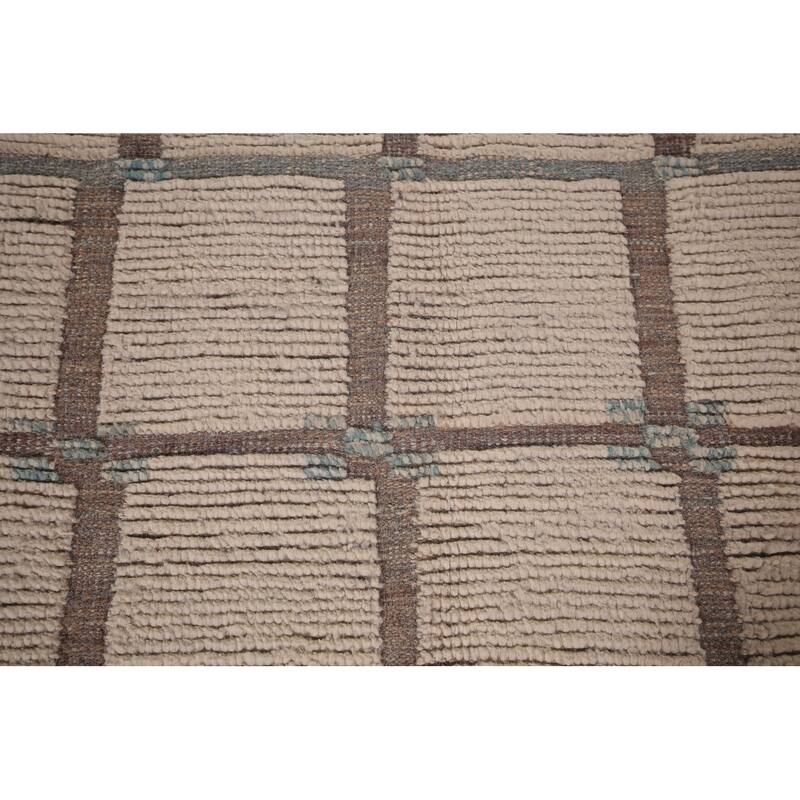 Ivory Moroccan Oriental Large Area Rug Handmade Bedroom Wool Carpet - 12'1"x 15'5"