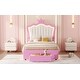 preview thumbnail 12 of 25, Twin/Full Size Upholstered Platform Bed with LED Lights and Drawer