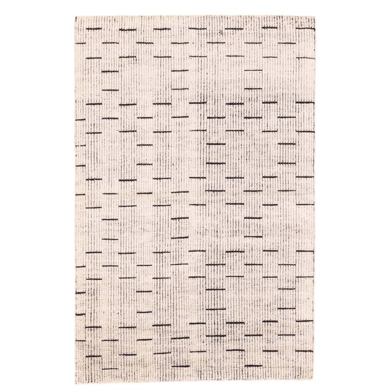 ECARPETGALLERY Hand-knotted Tangier Cream Wool Rug - 5'0 x 7'10