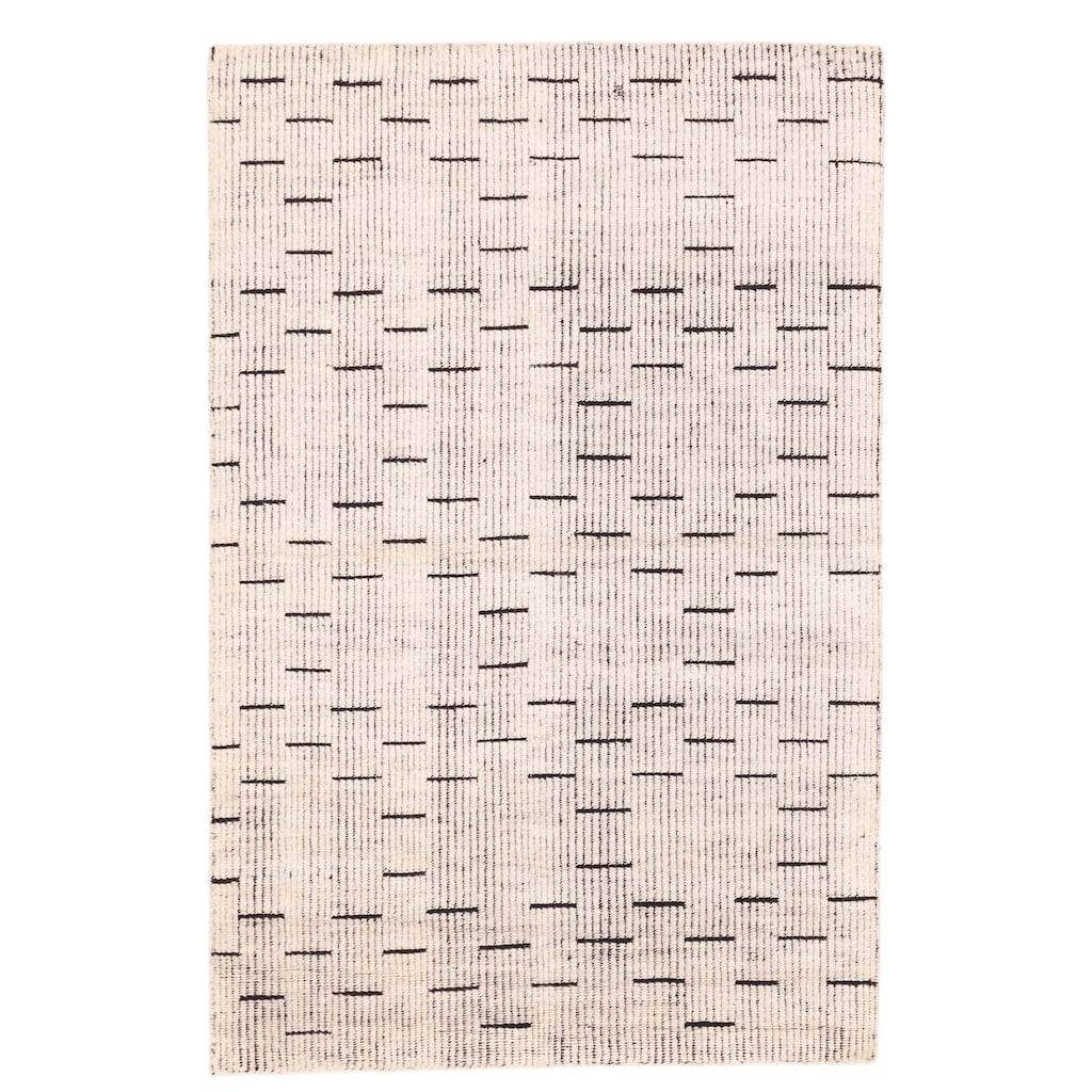 ECARPETGALLERY Hand-knotted Tangier Cream Wool Rug - 5'0 x 7'10