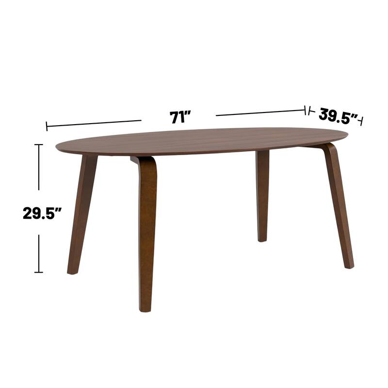 7 Piece Oval Wooden Dining Set in Walnut and Beige