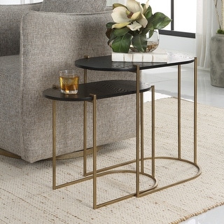 Uttermost 22882 13.75" Wide Ash, Iron, and MDF End Table Set