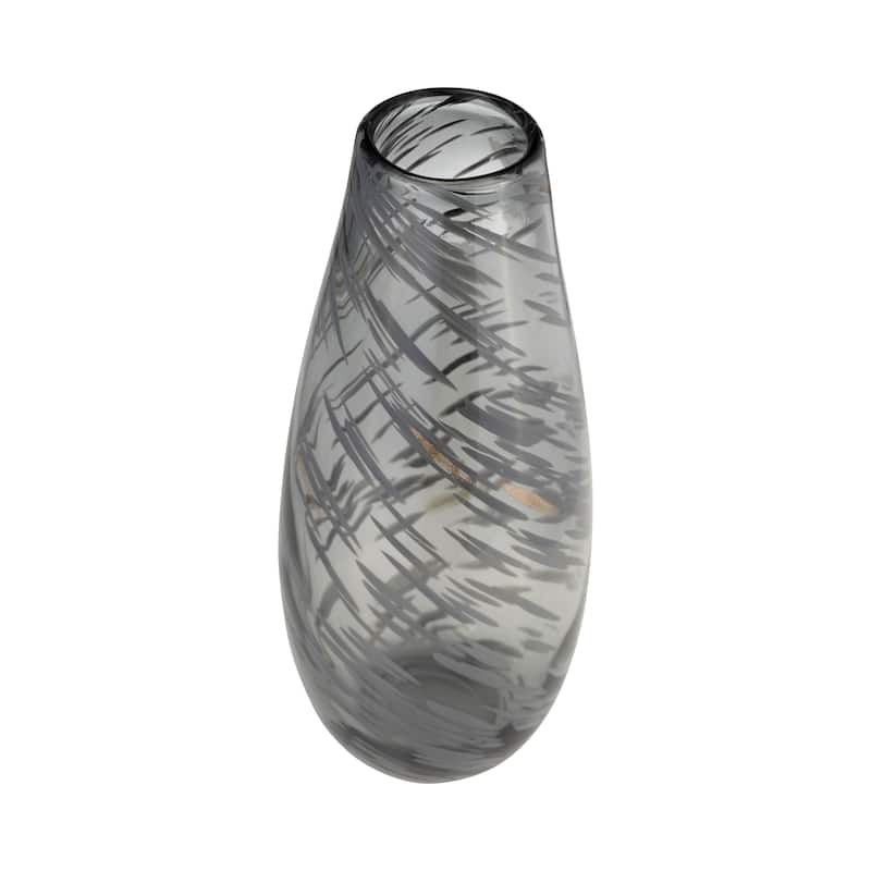 Sagebrook Home Elegant Black Swirl Modern Glass Vase - 6" x 6" x 15"