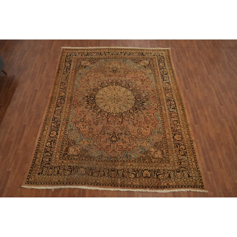 Hand Knotted Oriental 100% Wool Carpet Traditional Floral Oranges & Rust Tabriz Area Rug - 12' 10'' X 10' 0''