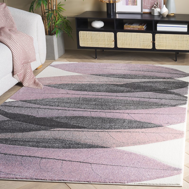 SAFAVIEH Hollywood Mergita Mid-Century Modern Abstract Rug - 9' x 12' - Ivory/Purple - Rectangle
