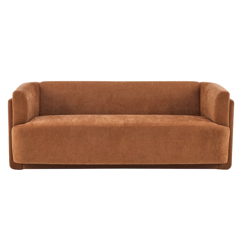 Christopher Knight Home - Modern Upholstered 77.56" 3-Seat Sofa with Geometric Block Arms
