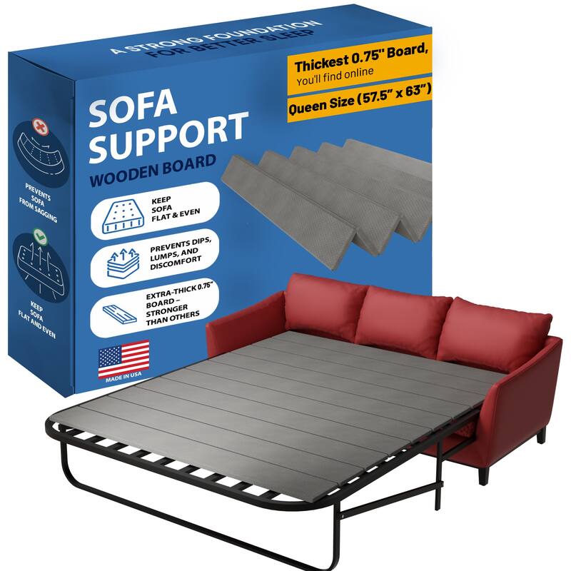 Heavy Duty Sleeper Sofa Support Slats, Reinforced Under Cushion Panel for Sofas and Bed Support, Pull Out Couch Mattress Board - Queen-Size (63"x57.5")
