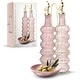 preview thumbnail 43 of 196, COOK WITH COLOR Glass Olive Oil Bottle Dispenser - 2 Pack- 17oz Oil and Vinegar Carafe Decanter Pink Elegant Waves