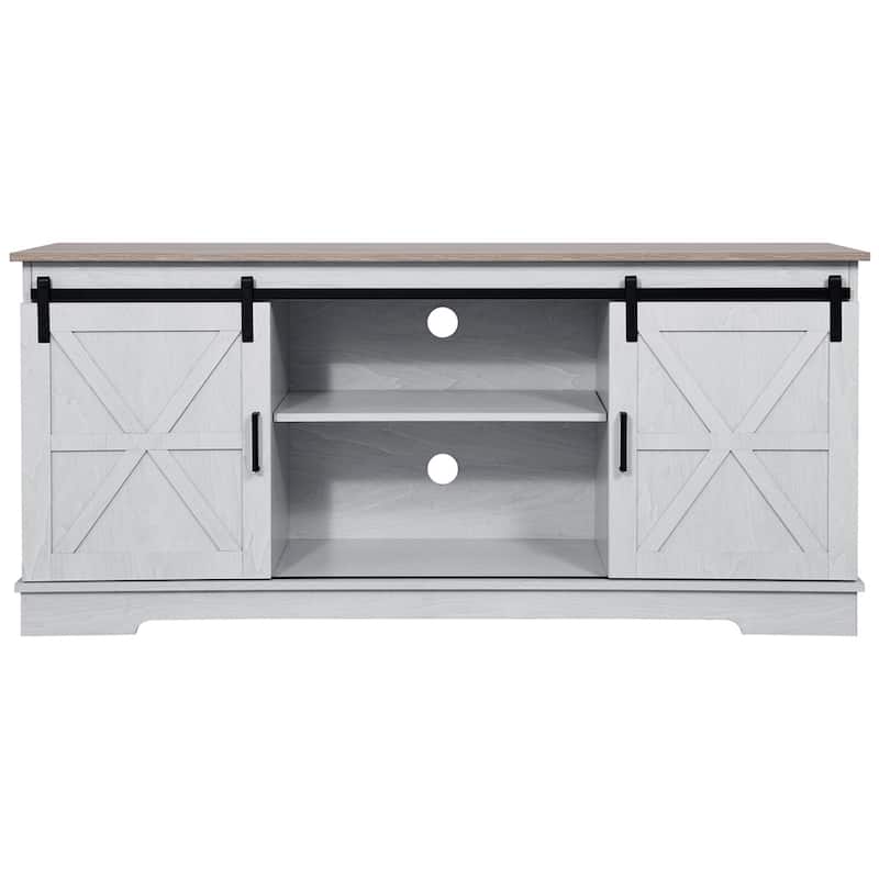 Evelynn TV Stand Sliding Barn Door Farmhouse Wood Entertainment Center for TVs Up to 65" White