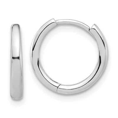Curata 14k White Gold Polished Hinged Hoop Earrings - 14.3x14.3mm