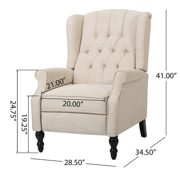 dimension image slide 2 of 4, Walter Tufted Fabric Wingback Recliner Club Chair by Christopher Knight Home