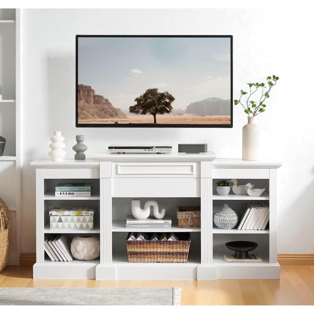 Modern Media Console Table with Adjustable Shelves, 65" TV Stand Storage Cabinet for Home Office or Bedroom