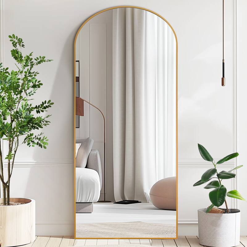 Arched Metal Full-length Standing Floor Mirror