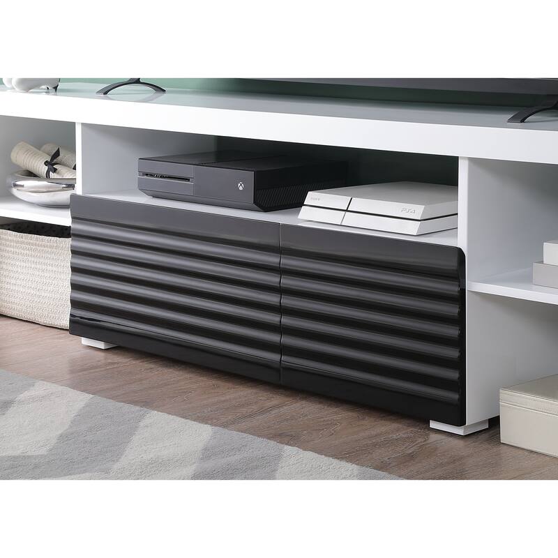 Buck II White & Black High Gloss Finish TV Stand