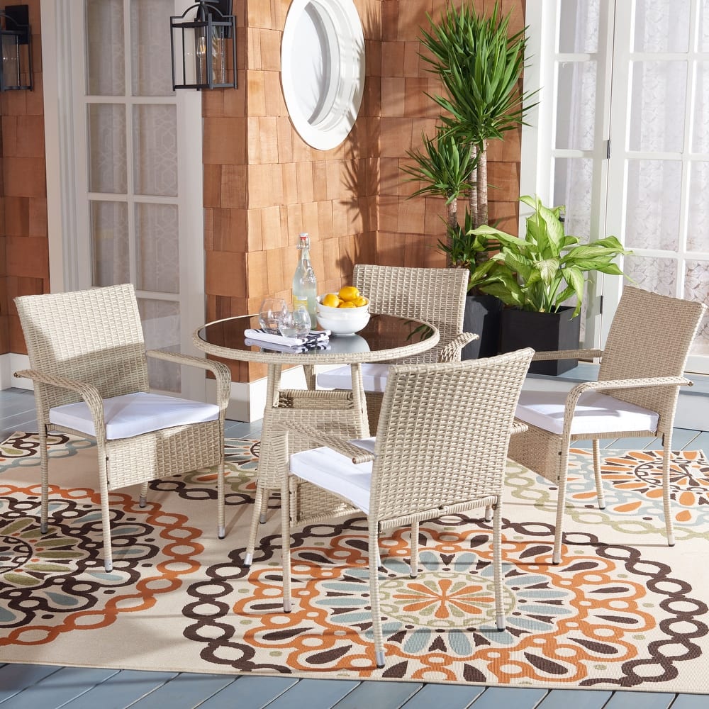 SAFAVIEH Outdoor Hanane 5-Piece Bistro Set - 32Wx32Dx34H