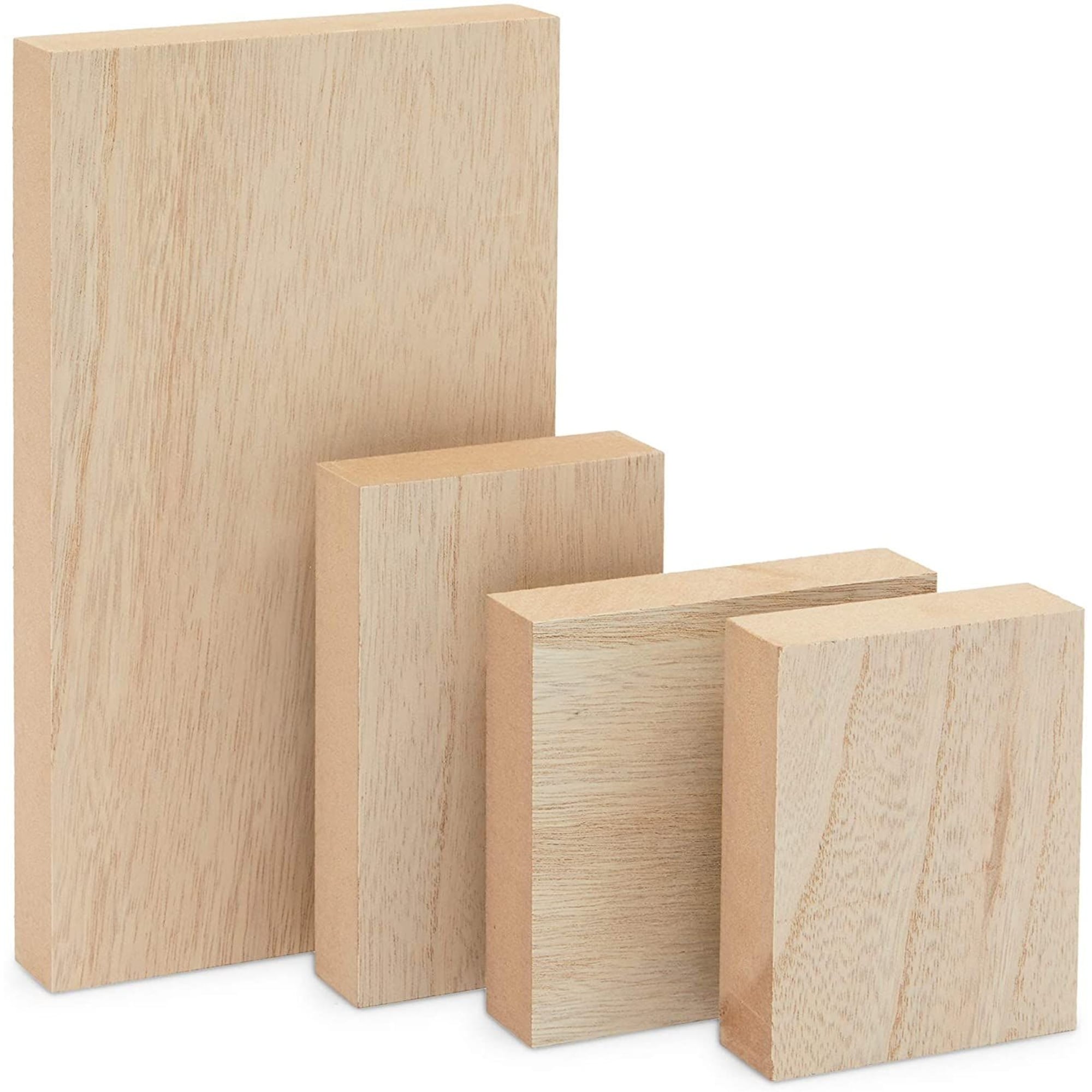 Unfinished Wood Rectangles for Crafts, 1 inch Thick Wooden Blocks (5 x 3 in, 4 Pack)