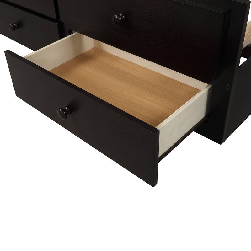 Twin Pine Bunk Bed with Trundle, Drawers, and Ladder