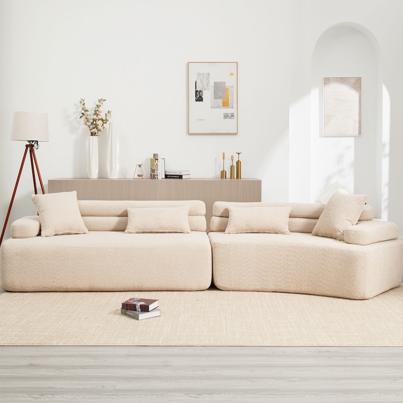 Frameless Sofa with Sponge Construction, ARC Armrests, No Assembly Required