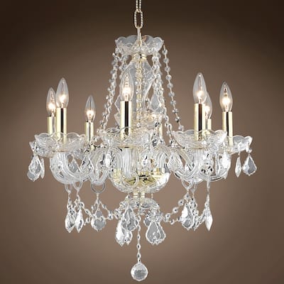 Victorian Design 8 Lt 20" Gold Chandelier With Clear Asfour Crystals & Led Bulb - 20.00