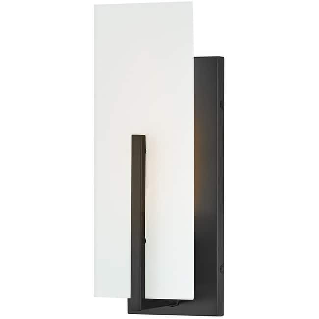 Lark 85640 Roman 1 Light 14" Tall Bathroom Sconce with White Etched - Black