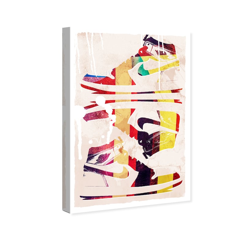 Wynwood Studio Canvas Fashion and Glam Colorful Street Sneakers White Modern & Contemporary Wall Art Canvas Print