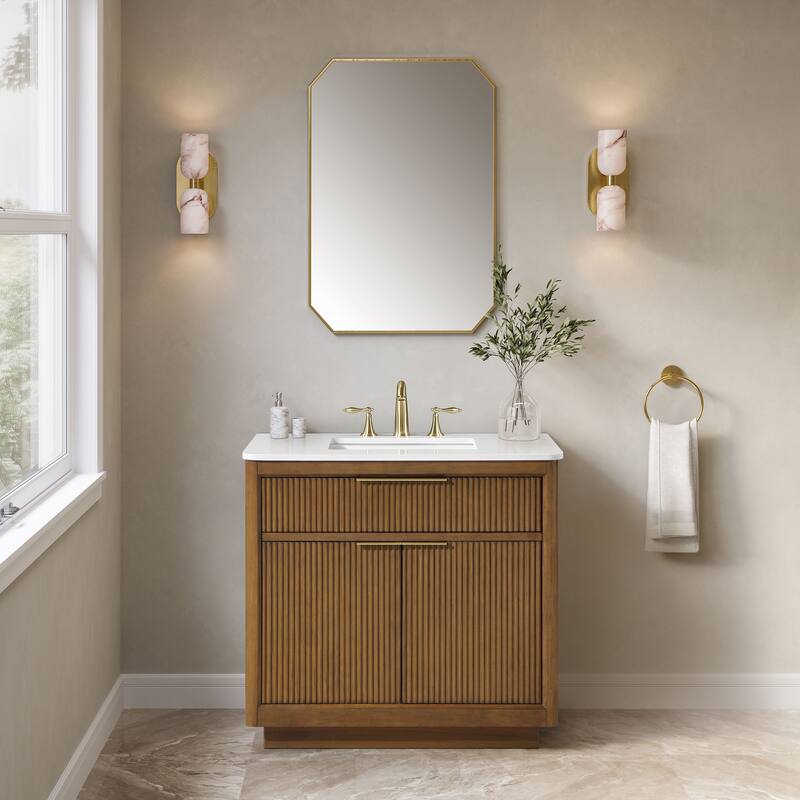 OVE Xander Bathroom Vanity with White Engineered Stone Top