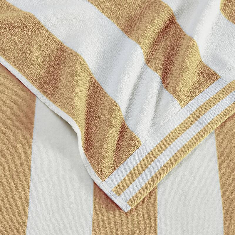 Linery & Co. 100% Cotton Velour Cabana Stripe Beach Towel