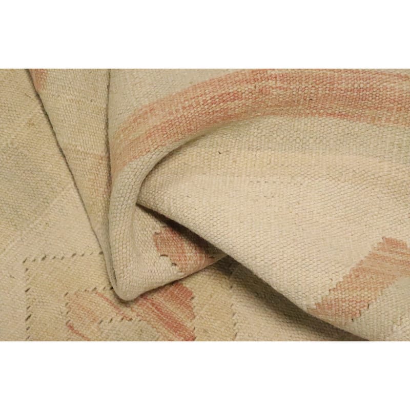 Hand Woven Oriental 100% Wool Carpet Southwestern Tribal Beige & Ivories Kilim Area Rug - 5' 9'' X 4' 0''