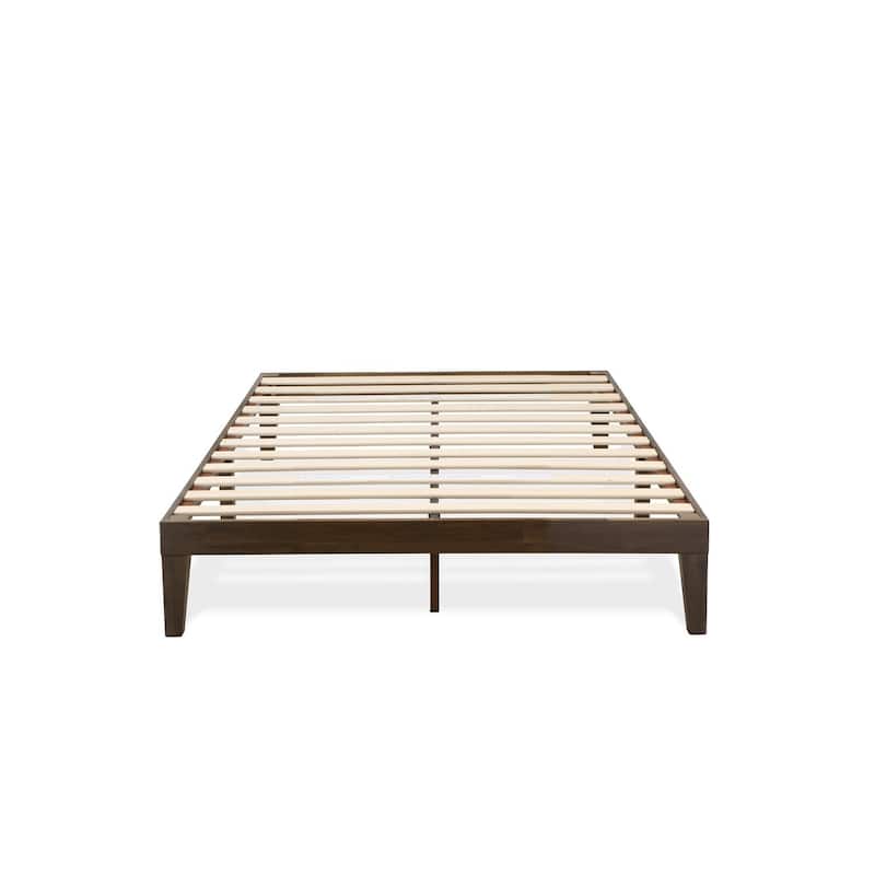 Full Size Platform Bed - Modern Wood Bed Frame with Solid Legs - Walnut Finish