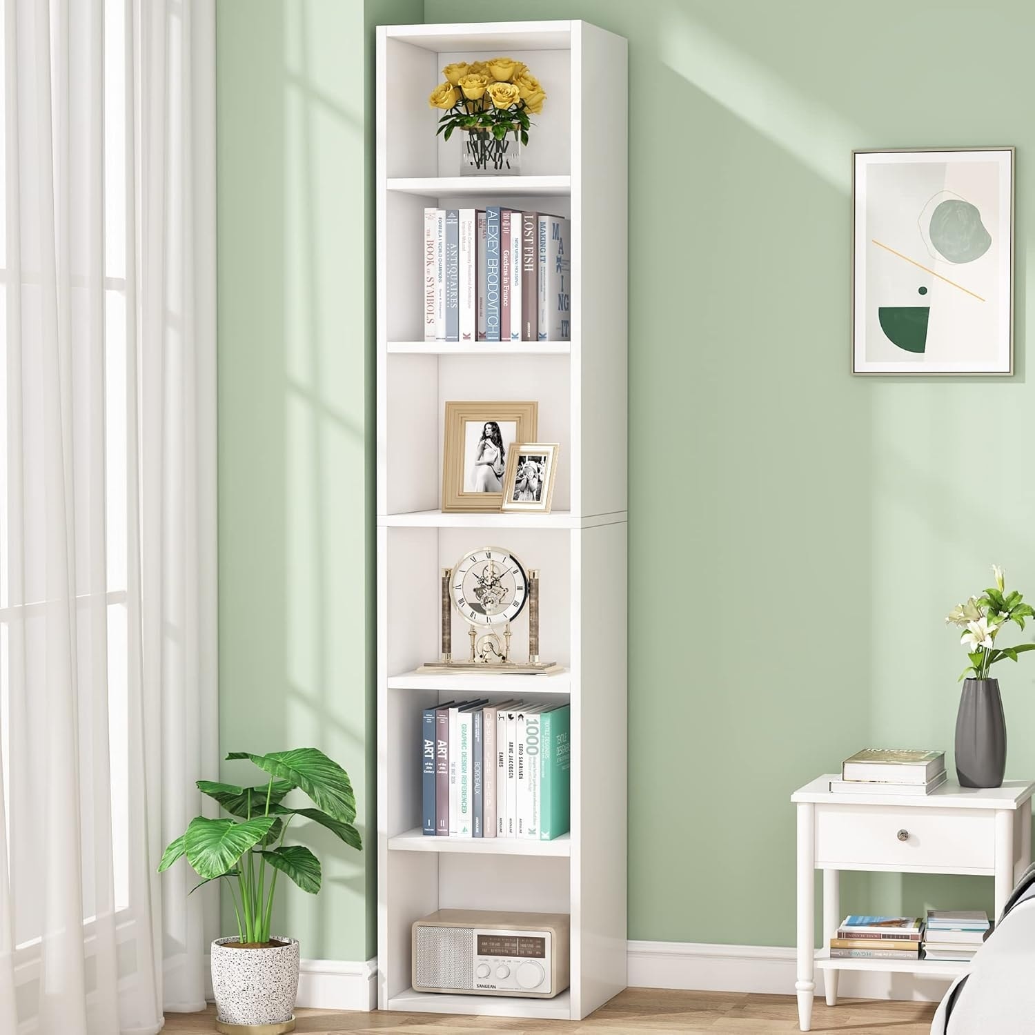 70.9 Inches Tall Narrow Corner Bookcase for Home Office