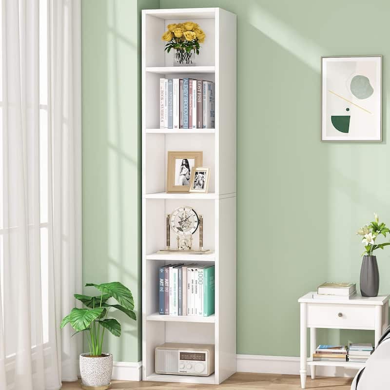 70.9 Inches Tall Narrow Corner Bookcase for Home Office - White