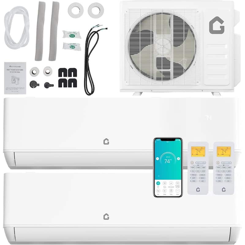 24 SEER2 18000 BTU Dual Zone Mini Split Air Conditioner, 12K+12K, 230V - White